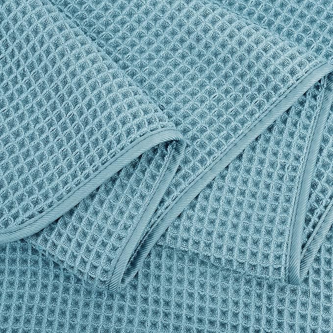 POLYTE 430 GSM Microfiber Quick Dry Lint Free Bath Sheet, 70 x 35 in, Set of 2 (Waffle Weave)