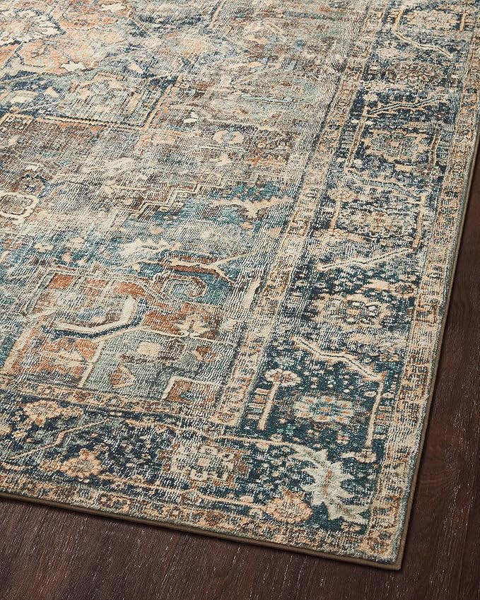 Loloi Margot Collection MAT-02 Terracotta/Lagoon 8'-6" x 11'-6" Area Rug feat. CloudPile, No-Shed Easy Clean Large Patterned Area Rug for Living Room, Bedroom, Dining Area