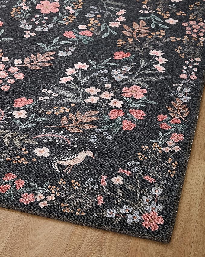 Loloi Rifle Paper Co. Maison Collection MAO-04 Tuileries Black 8'-4" x 11'-6", .19" Pile Height, Area Rug