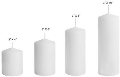 D'light Online 3 X 8 Inch Pillar Candles Set of 12 Bulk Event Pack Round Unscented Premium Wax Pillar Candles for Wedding, Spa, Party, Birthday, Holiday, Bath and Home Decor (3X8, White)