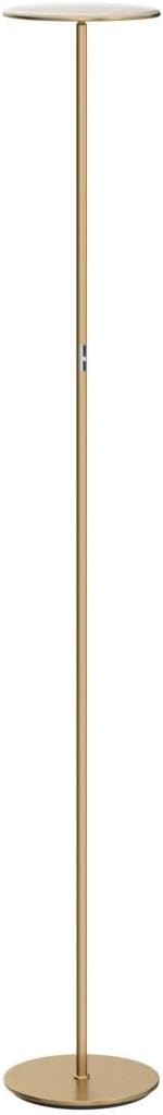 Brightech Sky LED Floor lamp for Living Rooms & Offices -Torchiere Super Bright , Dimmable, Tall Standing Lamp for Bedroom Reading - Gold Brass