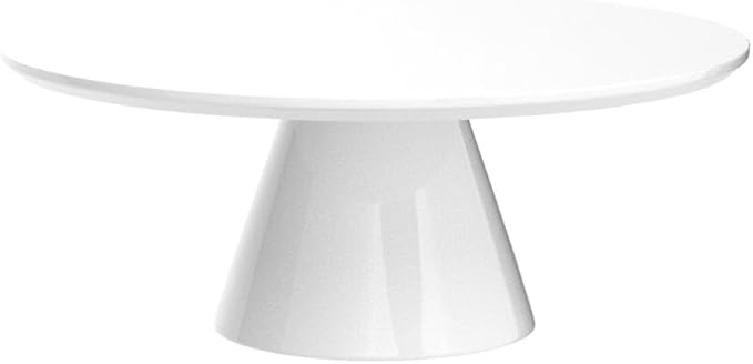 Furniturebox UK Coffee Table - Palma Round Coffee Table - Contemporary Minimalist Round Coffee Table with Tapered Central Pillar - White High-Gloss Finish - Living Room Furniture