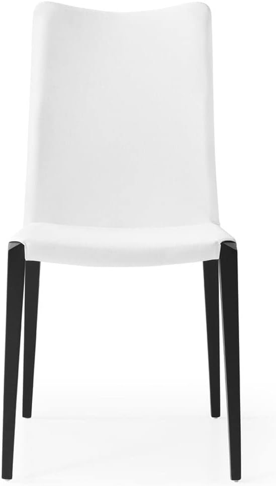 ZURI Modern Jordan Dining Chair in White Leatherette and Matte Black Steel Base