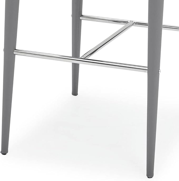 ZURI Jillian Gray Leatherette Bar Stool with Stainless Steel Base