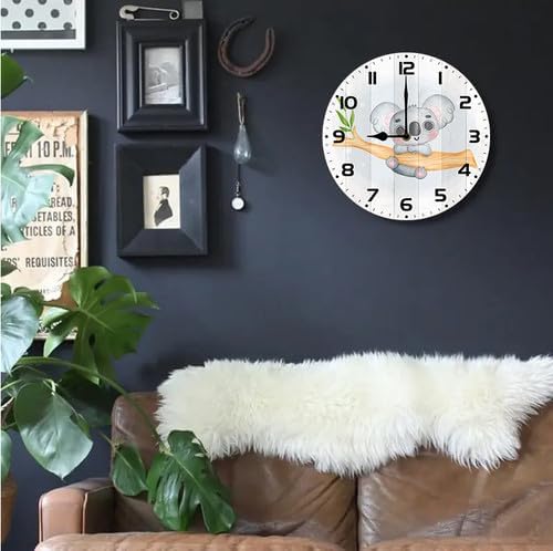 Wall Clock,Koala Kitchen Decor and Accessories, Decorative Battery Operated Clocks for Living Room Bedroom Bathroom Farmhouse 12 Inch