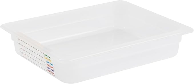 Restaurantware Food Pans Pack of 10 Plastic Rectangle Food Containers Half Size with Traceability Label, Storage Containers Dishwashable Hot Cold Friendly for Restaurants Buffet Commercial Use