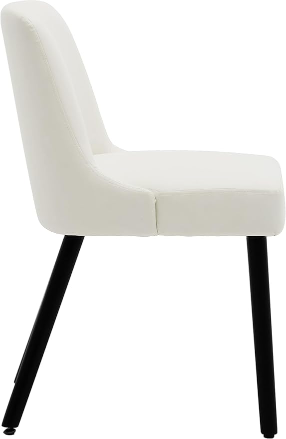 MINCETA Dining Chair,Morden Wood Leg Upholstered Kitchen Chair Set of 6,PU in Cream White