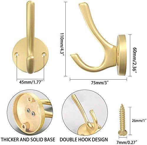 ZUONAI Gold Hooks 12 Pack Brushed Gold Wall Hooks Heavy Duty Metal Coat Hooks for Hanging Coats and Hat Hooks Wall Mounted Towel Hooks for Bathrooms