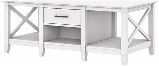 Bush Furniture Coffee Table with Storage with Aged Bronze Hardware | Key West Collection Center Counter for Living Room | 47Wx24Dx18H