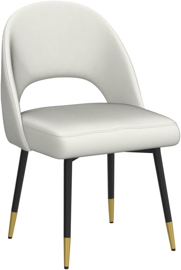 LukeAlon Classic Velvet Dining Chairs Set of 4, Upholstered Open Back Kitchen Chairs with Metal Legs Armless Side Chairs Mid Century Dining Chair for Dining Room, Beige