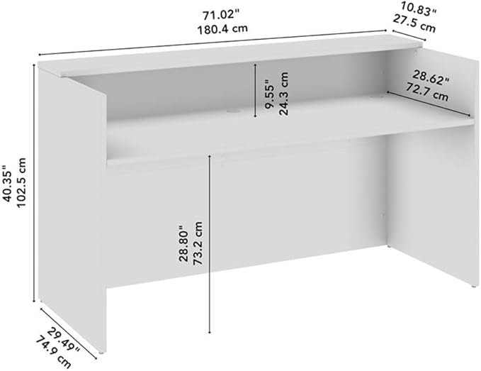 Bush Business Furniture Arrive 72W x 30D Reception Desk with Shelf in Natural Elm, Modern Receptionist Station for Office Waiting Room