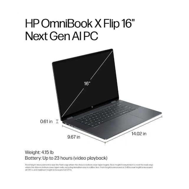 HP OmniBook X Flip 16" FHD+ Touchscreen 2-in-1 Business Laptop, Next Gen Envy x360, Intel Core Ultra 7 256V Processor, 16GB DDR5 RAM 1TB SSD, Windows 11 Pro, Backlit KB, NLY Earphones, Eclipse Gray