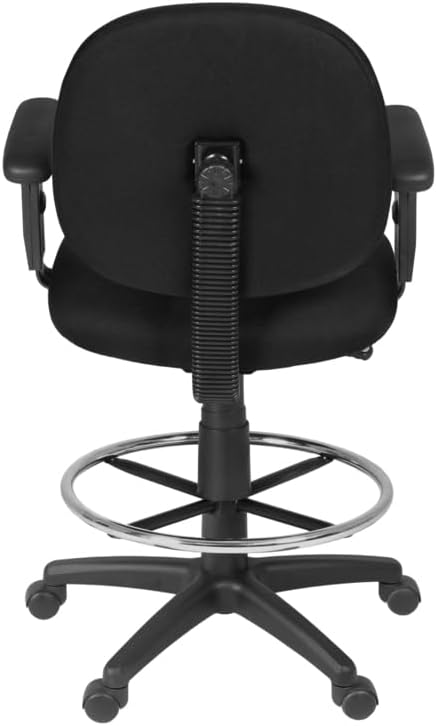 Romig Comfort Series Swivel Fabric Computer Task Chair with Adjustable Arms & Drafting Kit - Black