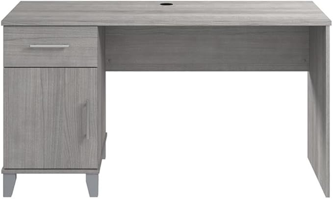Bush Furniture Somerset 54W Office Desk with Drawer and Cabinet in Platinum Gray, Computer Table with Storage for Home Office Workspace