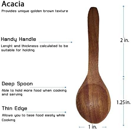 Set of 4 Small Round Acacia Wooden Bowls 2¾ Inch Diameter 1½" High With Spoons - Stackable Mixing Bowl Salad Soup Snack Dip Sauce Charcuterie Wood Tableware Sets for Decor and Serving