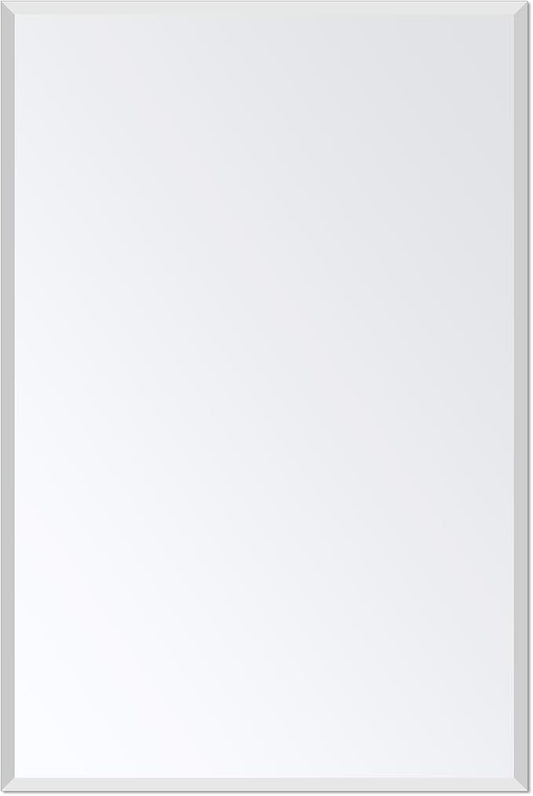 Ruomeng Rectangle Wall Mirror Frameless Bathroom Mirror 16” x 24" Beveled Edge Mirror for Vanity and Entryway