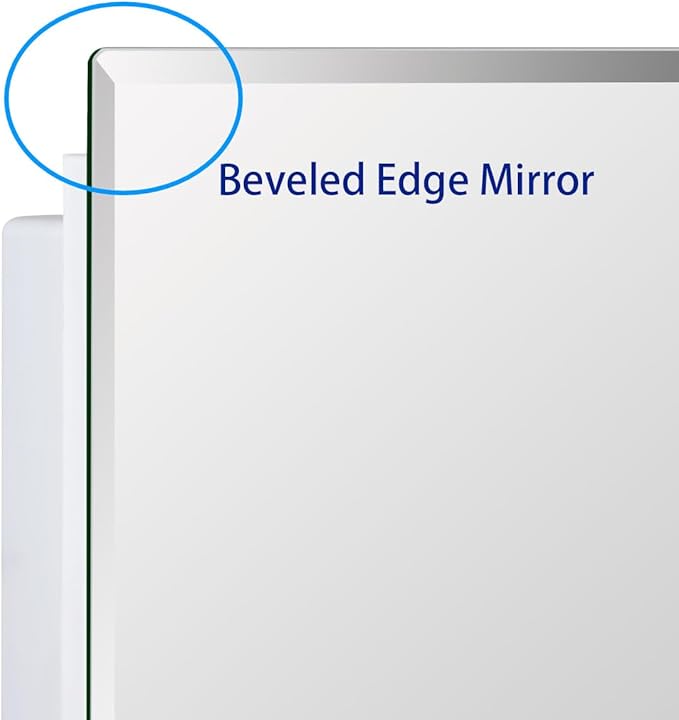Bathroom Medicine Cabinet with Beveled Edge Mirrored Door 36 x 26 inch, Recessed or Surface Mount, with Adjustable Glass Shelves