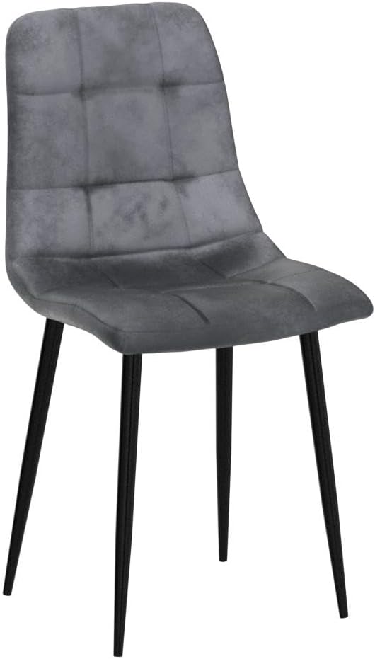 NORDICANA Grey Velvet Dinner Chairs Set of 4, Modern Armless Dining Side Chairs with Metal Legs for Kitchen Living Room Vanity
