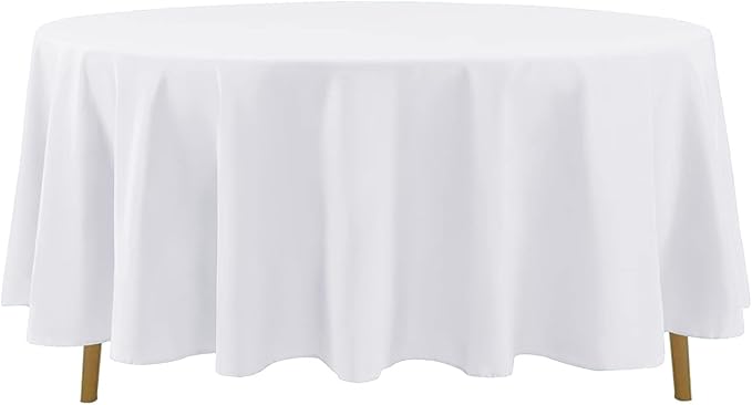 6 Pack White Round Tablecloths 108 Inches Table Cloth Stain and Wrinkle Resistant Washable Polyester Table Cover Fabric for Party, Wedding,Dining,and Banquet Decoration