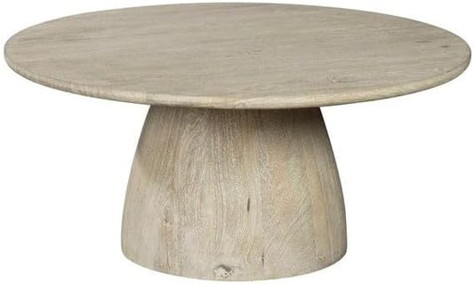 Hekman Round Coffee Table - Solid Wood Centerpiece with Pedestal Base, Round Slab Top, WoodenTable for Living Room, Modern Circle Stand for Lounge, Farmhouse, or Vintage Décor, Living Room Furniture
