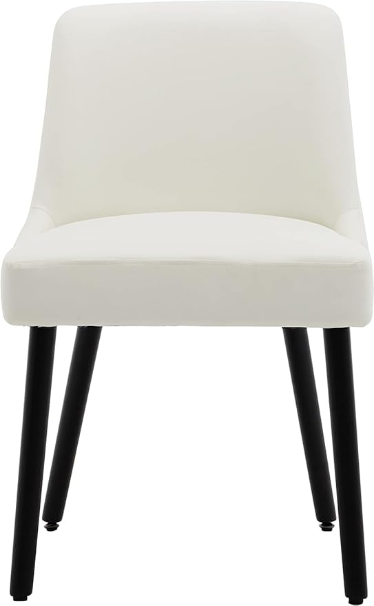 MINCETA Dining Chair,Morden Wood Leg Upholstered Kitchen Chair Set of 4,PU in Cream White