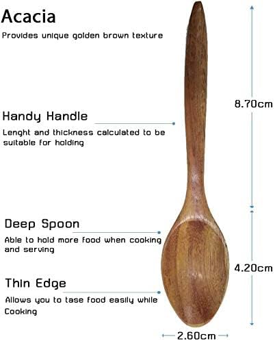 Set of 4 Small Round Acacia Wooden Bowls 4 Inch Diameter With Spoons - Stackable Mixing Bowl for Salad Soup Snack Salsa Dip Sauce Charcuterie Wood Tableware Sets for Decor and Serving