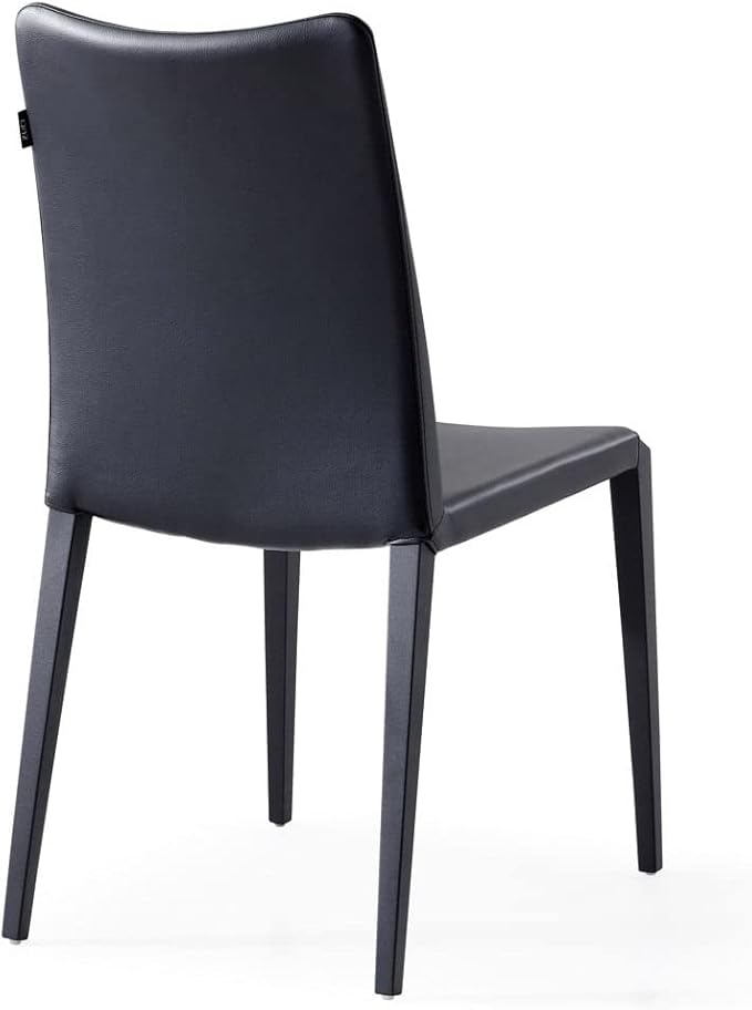 ZURI Modern Jordan Dining Chair in Black Leatherette and Matte Black Steel Base