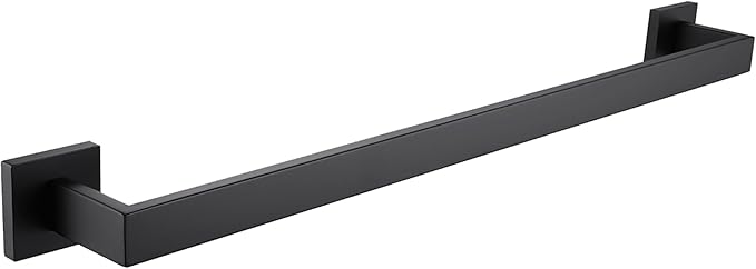 LANC 24 Inch Bath Towel Bar for Bathroom Wall Mounted, Matte Black Towel Hanger Square Towel Rack Stainless Steel Shower Towel Rail Towel Rod Kitchen Lavatory Hand Towel Holder, A8804MB-6P1