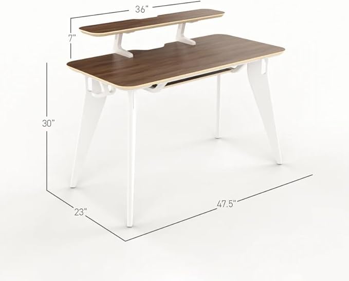 HOEK Modern Collapsible Work from Home Desk Bundle, Durable Laminate Surface, Portable Folding Computer Desk with 47.5" x 23", Easy Tool-Free Assembly, Compact Study and Office Table (Birch/White)