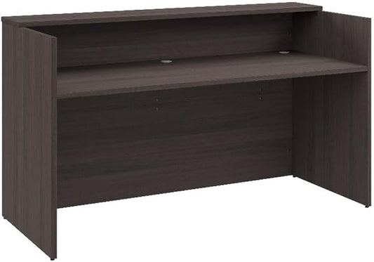 Bush Business Furniture Arrive 72W x 30D Reception Desk with Shelf in Storm Gray, Modern Receptionist Station for Office Waiting Room