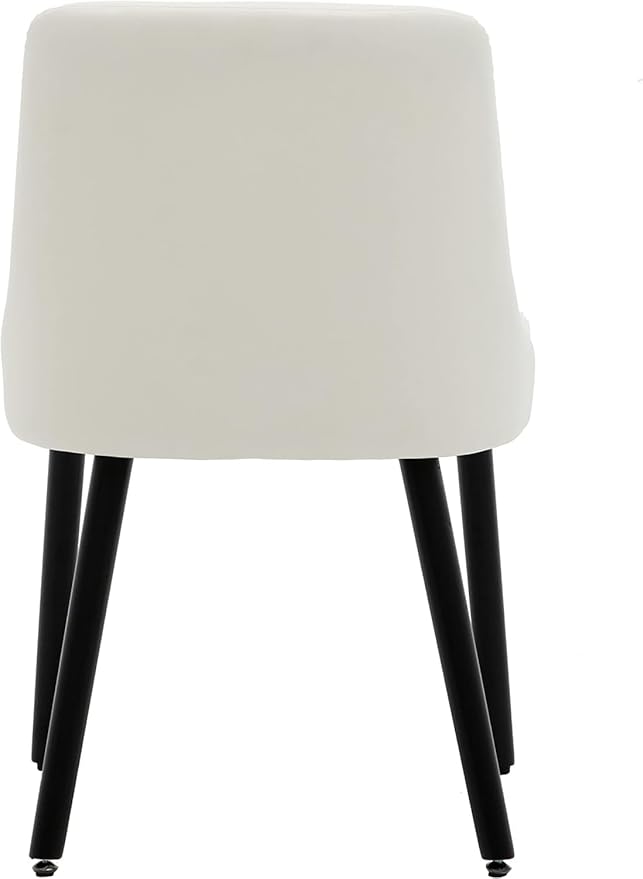 MINCETA Dining Chair,Morden Wood Leg Upholstered Kitchen Chair Set of 6,PU in Cream White