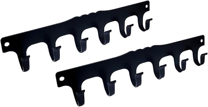 QCAA Key Hook Holder, Durable Steel, 131mm x 26mm, Matte Black, Made in Taiwan, 2 Pack