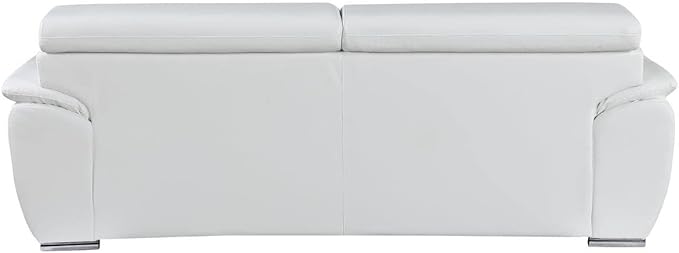 Blackjack Furniture 4571 Veal Collection Genuine Leather Couch for Living Room, Elegant Modern Design with Adjustable Headrests and Durable Wood Frame, Sofa, 86", White
