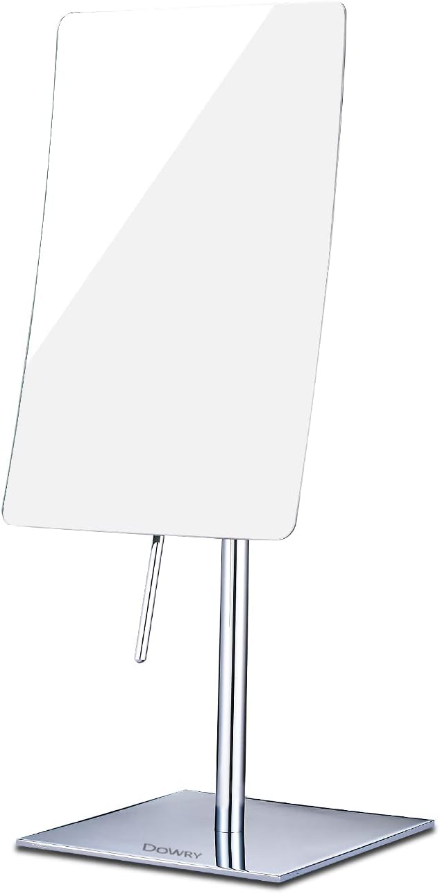 DOWRY 8 Inch 3X Magnified Tabletop Rectangular Adjustable Makeup Mirror,304 Stainless Steel, Gifts for Women Wife Mom Teengirls Polished Chrome (3X)