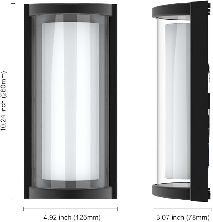 Sytmhoe Outdoor Wall Lights 2Packs,Modern 6000k Cool White LED Exterior Light Fixtures,Wall Sconces Lighting,Black Porch&Patio Light,IP65 Waterproof for Garage Hallway Stairs Gardens(2packs)