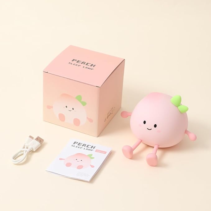 Peach Night Light for Adults Kids,Cute Silicone Dimmable Sleeping and decoration Nightlight, Rechargeable Bedside Touch Table Lamp for Breastfeeding Christmas Gifts Lover Kids Kawaii Room Decor