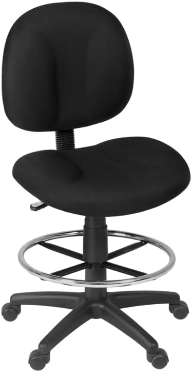 Romig Comfort Series Swivel Fabric Computer Task Chair with Drafting Kit - Black