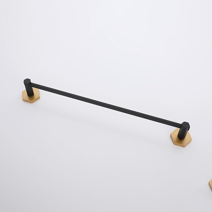 GERZWY 24'' Bathroom Towel Bar Stainless Steel Towel Holder for Bath Kitchen Cabinet Heavy Duty Towel Rails, Black & Gold