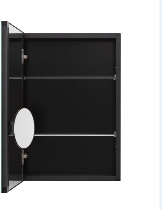 14 x 24 Inch Bathroom Mirror Cabinet, Medicine cabinets for Bathroom，3 Adjustable Shelves, Soft Close Hinges, 3X Movable Magnifier, Black Medicine Cabinet