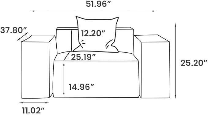 POVISON 52" Modular Sectional Sofa for Living Room Modern Large Sectional Couches Velvet Accent Chair Oversized Deep Seat Sofa Set Big Comfy Cloud Couch for House Office