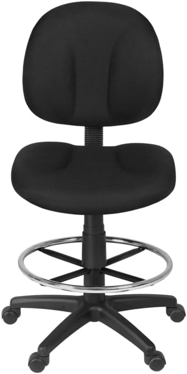 Romig Comfort Series Swivel Fabric Computer Task Chair with Drafting Kit - Black