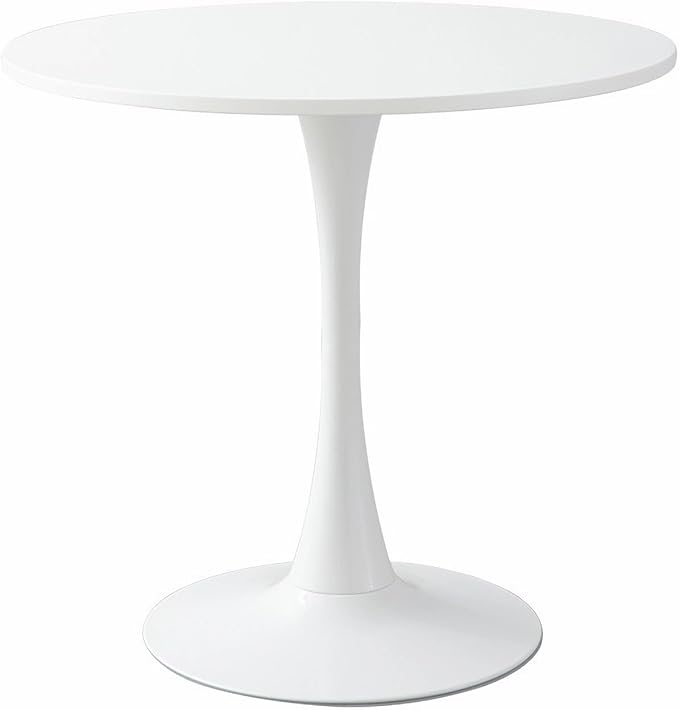 Tulip Table for 2-4 Persons 31.5" Modern Round Dining Room Table, Mid-Century Wooden MDF Circle Top Small Leisure Coffee Tables for Kitchen Living Room (White, 31.5")