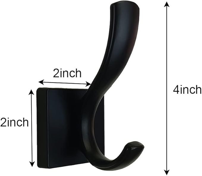 Black Coats Towels Hooks,Towel Robe Clothes Coat Hooks,Heavy Duty Wall Mount Hooks for Bath Bedroom Kitchen Pool Garage Hotel,2 Pack