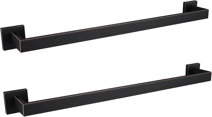 LANC ORB 24-Inch Bath Towel Bar 2 Pack Bathroom Kitchen Single Towel Rack Oil Rubbed Bronze Towel Holder Wall Mounted Towel Hanger Towel Rod Stainless Steel Towel Rail, A8804-6ORB