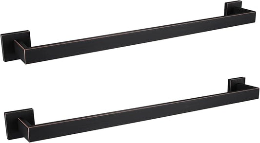 LANC ORB 24-Inch Bath Towel Bar 2 Pack Bathroom Kitchen Single Towel Rack Oil Rubbed Bronze Towel Holder Wall Mounted Towel Hanger Towel Rod Stainless Steel Towel Rail, A8804-6ORB