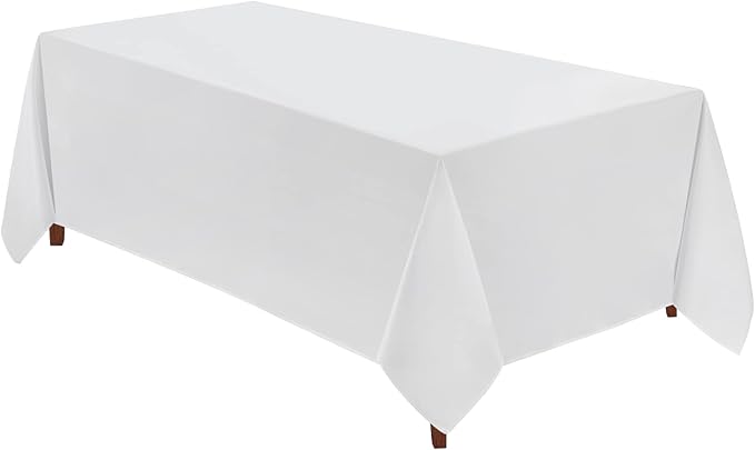 VidaFete 1 Pack Tablecloth 90 * 156inch Rectangle Table Cloth Polyester, Stain Wrinkle Resistant Polyester Dining Table Cover for Kitchen Dinning Party Wedding Tabletop Buffet Decoration(White)
