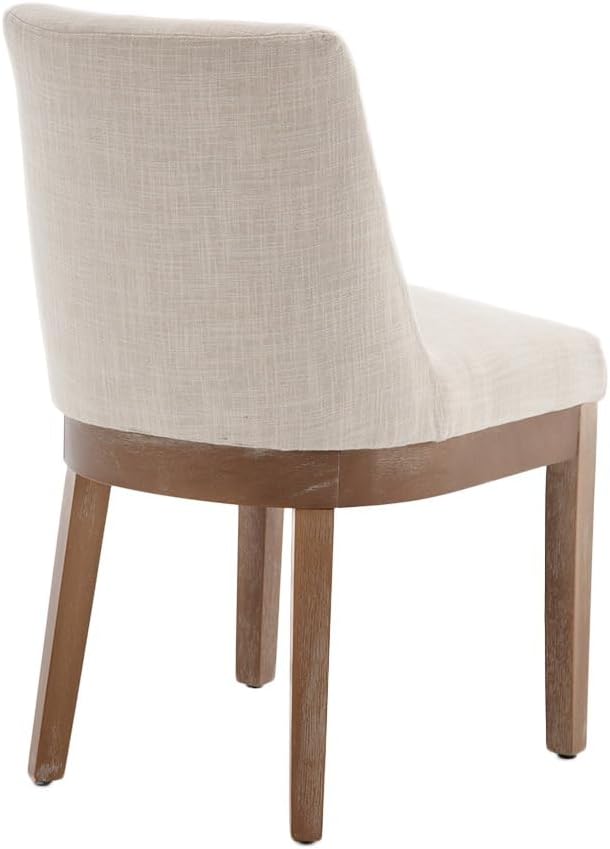Modern Dining Chairs Set of 4 Comfortable Dining Room Chairs with Back, Linen Fabric Upholstered Kitchen Side Chairs with Natural Wood Legs for Living Room, Beige