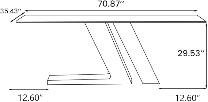 POVISON 71" Luxury Modern Dining Table for 6, Sintered Stone Dining Table Top with Z-Shaped Stainless Steel Pedestal, Rectangle Dining Room Table (Table Only)