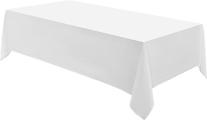 Rectangle Tablecloths 90x156 Inch 1 Pack White Tablecloth for 8ft Stain Resistant Washable Decorative Linen Polyester Table Cloths for 8 Foot Dining Table Banquets Buffet Parties and Wedding