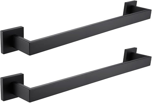 LANC 2 Pack 16-Inch Bathroom Towel Bars, Total-18 Bathroom Square Towel Racks Kitchen Hand Towel Holders SUS304 Stainless Steel Wall Mount Towel Hanger Towel Rods, Matte Black A8804-4MB